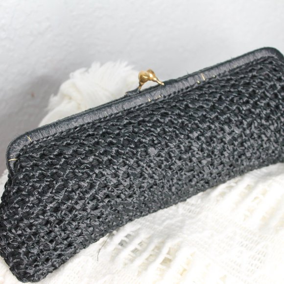 Vintage Black Straw Clutch - Picture 2 of 5